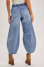 Load image into Gallery viewer, Denim Mid-Waist Drawstring Barrel Jeans