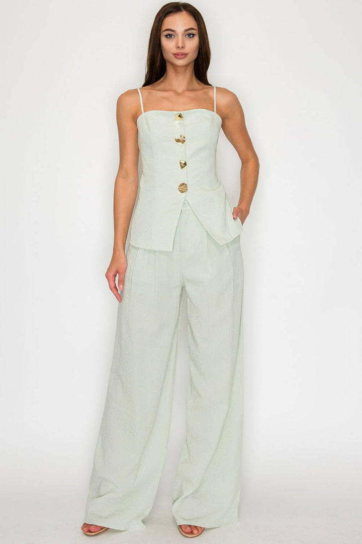 Tailored Cami Top & Wide-Leg Pants Set