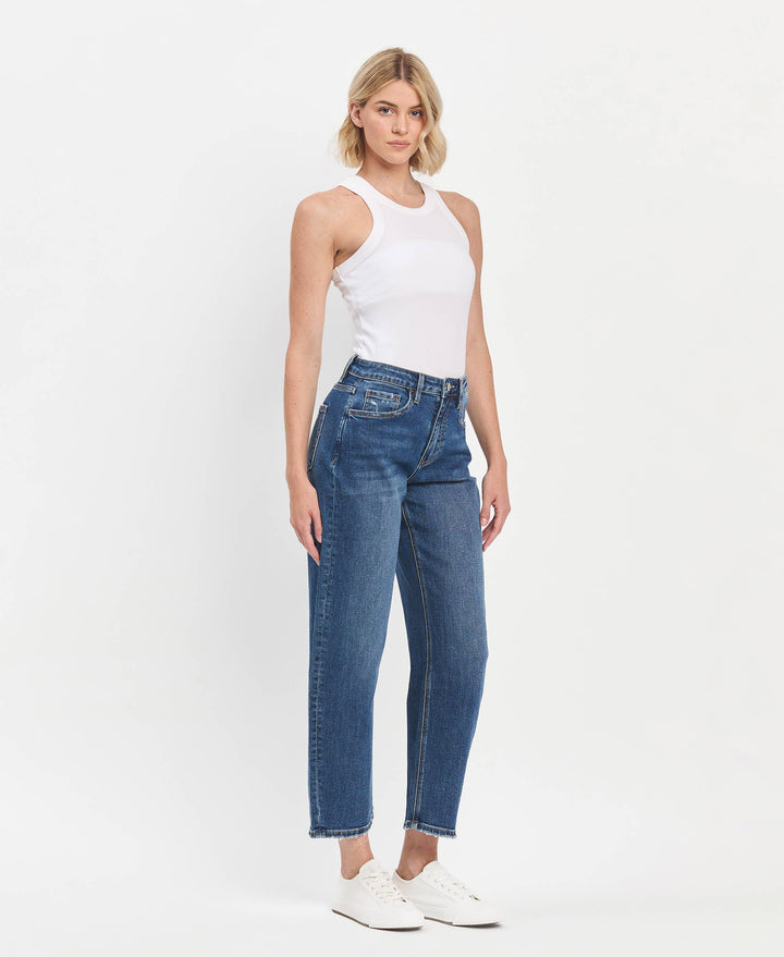 High Rise Ankle Barrel Jeans