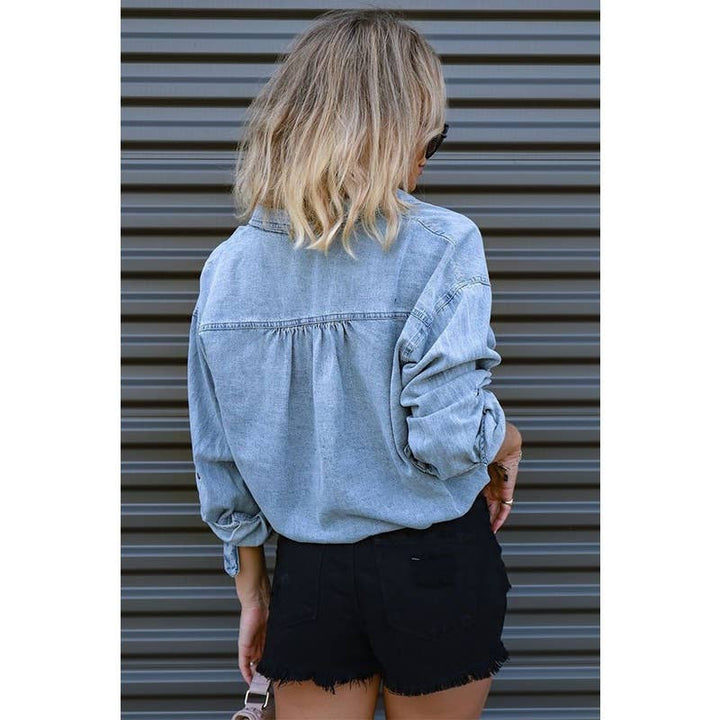 Paperdoll - Casual Double Pocket Loose Denim Shirt