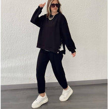 Load image into Gallery viewer, OceanusSwim - Solid Color Crewneck Long Sleeve Sweatshirt And Sport Pants Two Pieces Suit