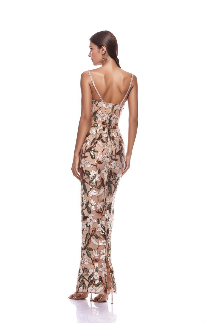 Sequined Embroidered Party Dress
