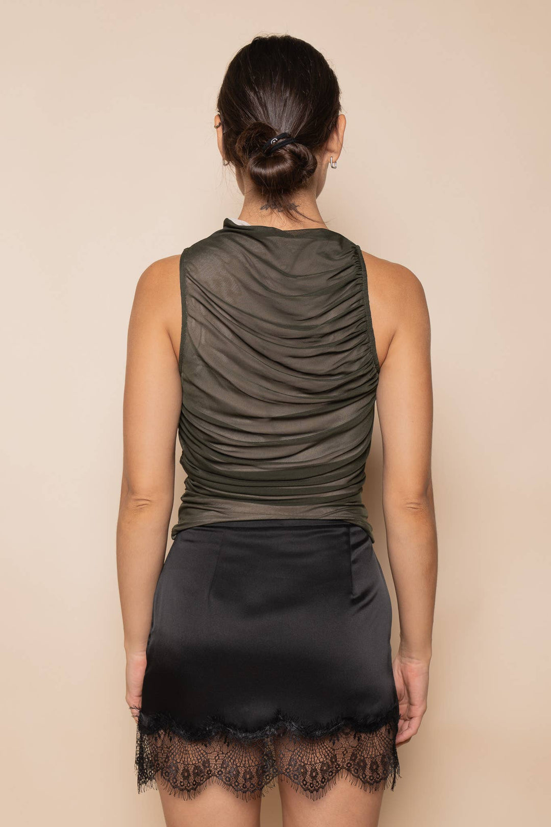 RUCHED MESH TANK TOP
