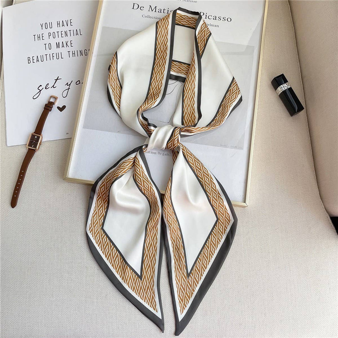 ACCITY - THIN SIMPLE GEOMETRIC LONG SILK HEAD SCARF_CWASC1521