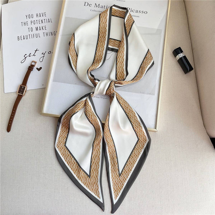 ACCITY - THIN SIMPLE GEOMETRIC LONG SILK HEAD SCARF_CWASC1521