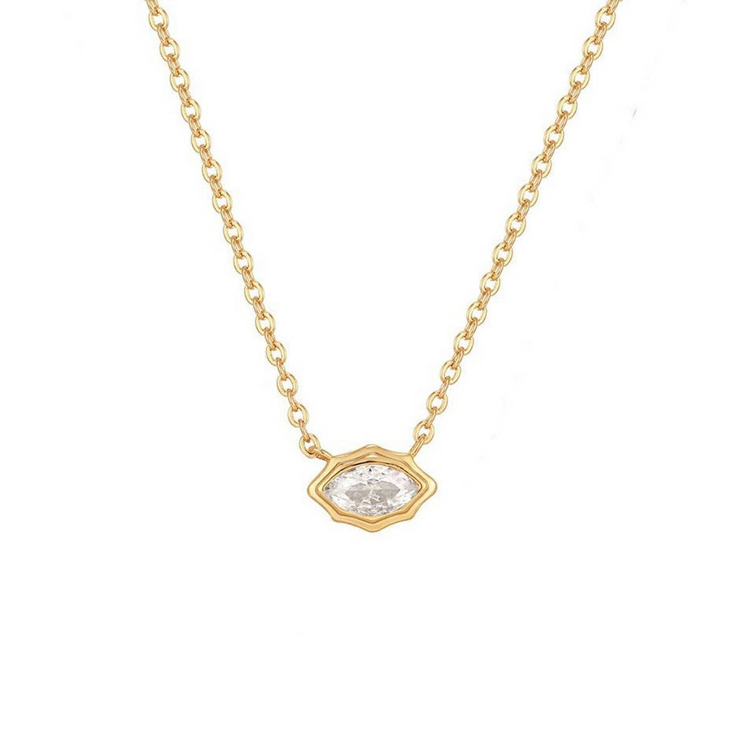 ACCITY - Zirconia Oval Round Pendant Necklace_CWMM5291