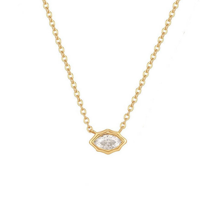 ACCITY - Zirconia Oval Round Pendant Necklace_CWMM5291