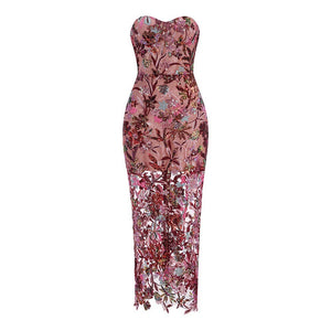 Floral Embroidered Sequin Dress