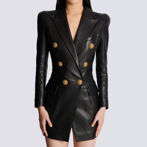 Faux Leather Suit Dress