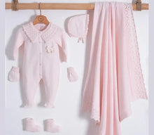Load image into Gallery viewer, Nipperland - Knit Newborn Girl Coming Home Outfit: Organic Cotton Layette