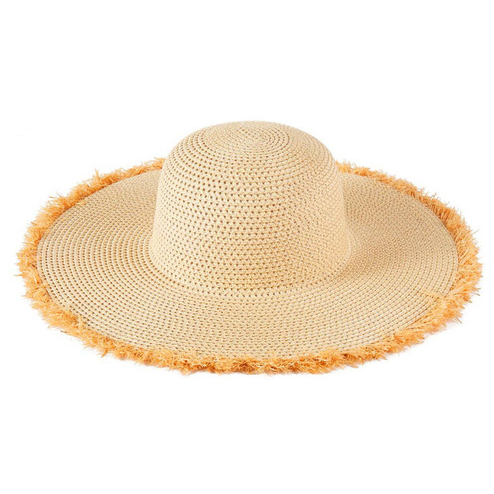 Frayed Edge Floppy Straw Sun Hat
