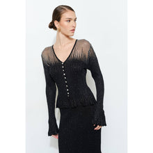 Load image into Gallery viewer, Metallic Lurex Jeweled Button Blouse