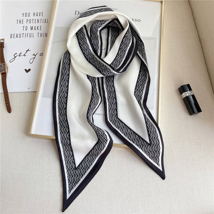 ACCITY - THIN SIMPLE GEOMETRIC LONG SILK HEAD SCARF_CWASC1521