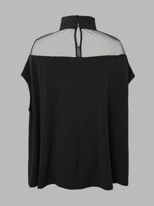 VividLux - Batwing Sleeves See-Through High-Neck Blouses&Shirts Tops