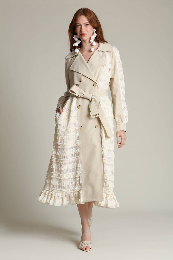 Mixed Media Chiffon Trench Coat