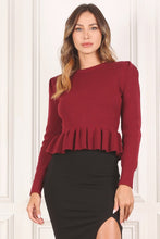 Load image into Gallery viewer, Peplum Sweater Top *Multiple Colors Available*