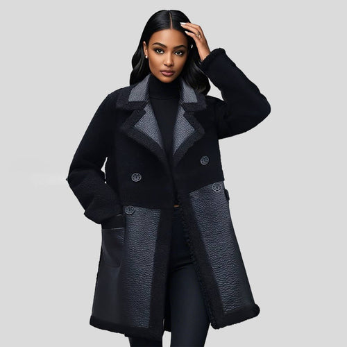 ACCITY - Vintage Reversible Faux Fur Lined Long Coat Women_CWMM9026