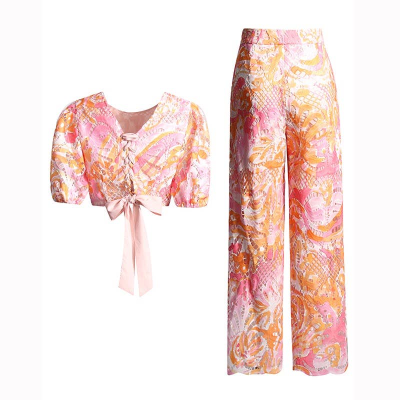 Tie Top & Print Trousers