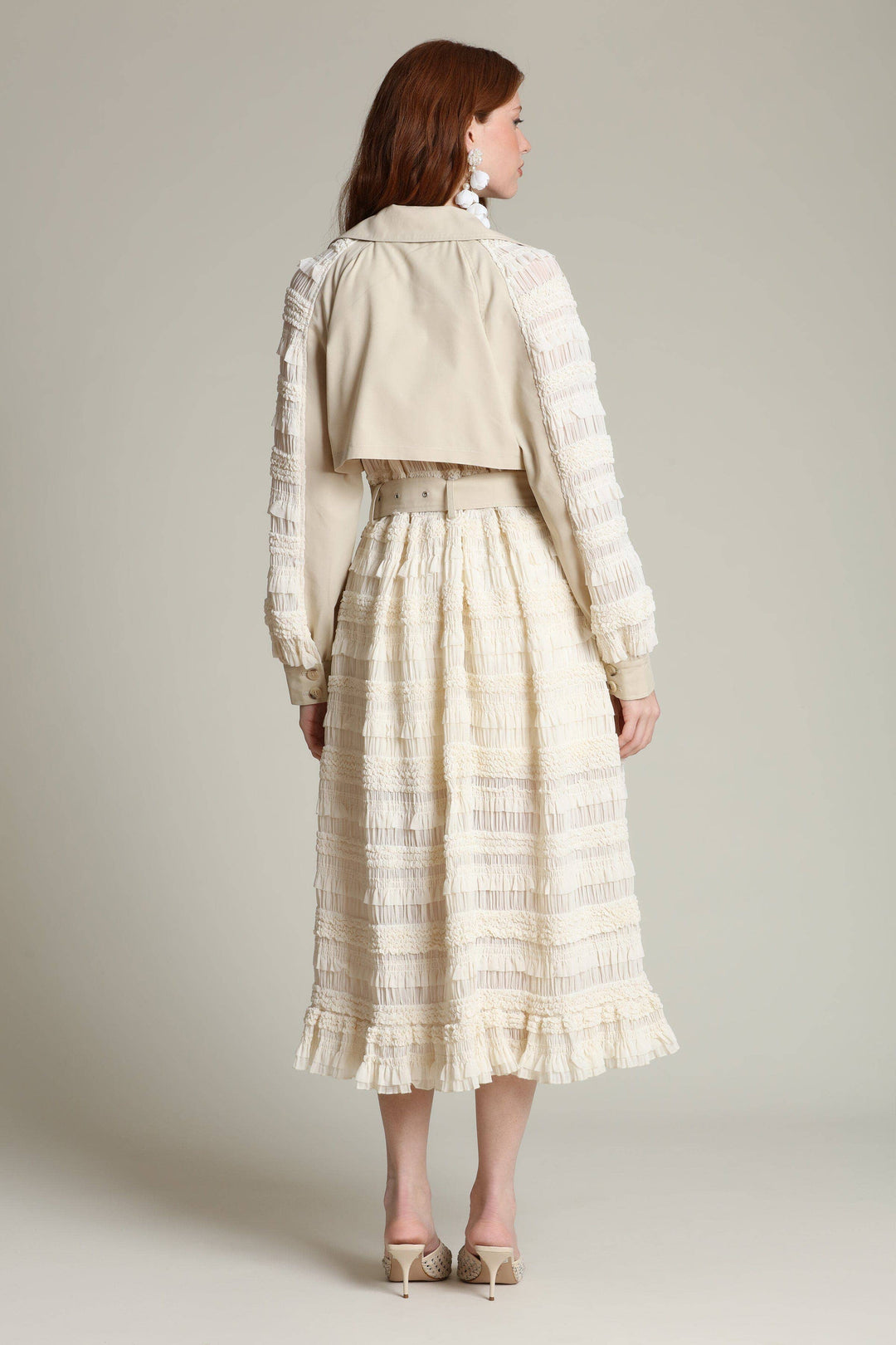 Mixed Media Chiffon Trench Coat
