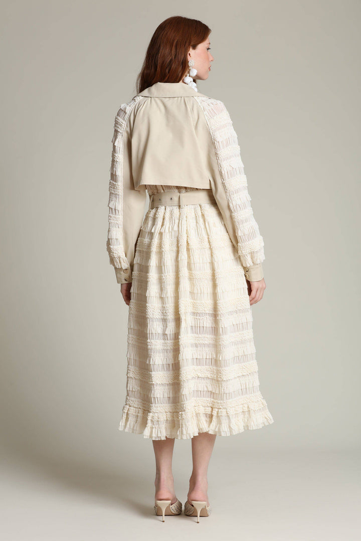 Mixed Media Chiffon Trench Coat