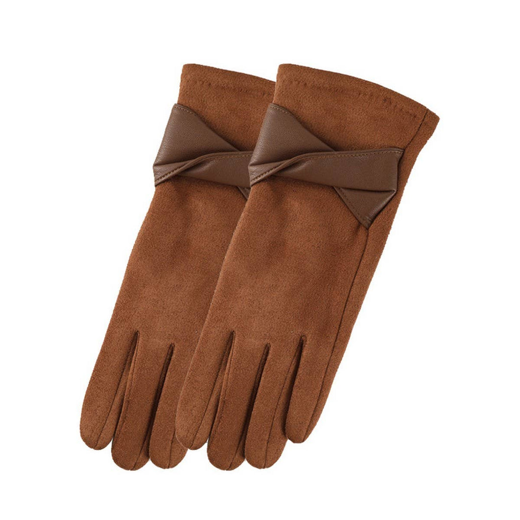 Bow Faux Suede Gloves