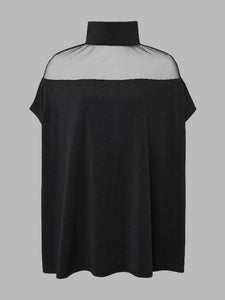 VividLux - Batwing Sleeves See-Through High-Neck Blouses&Shirts Tops