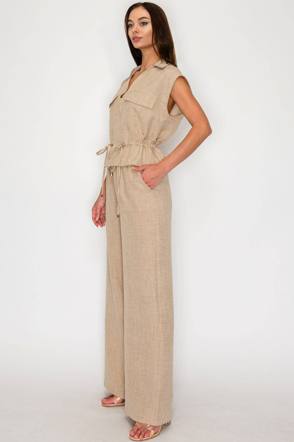 Utility Zip-Front Top & Wide-Leg Set
