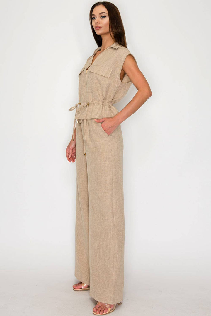 Utility Zip-Front Top & Wide-Leg Set