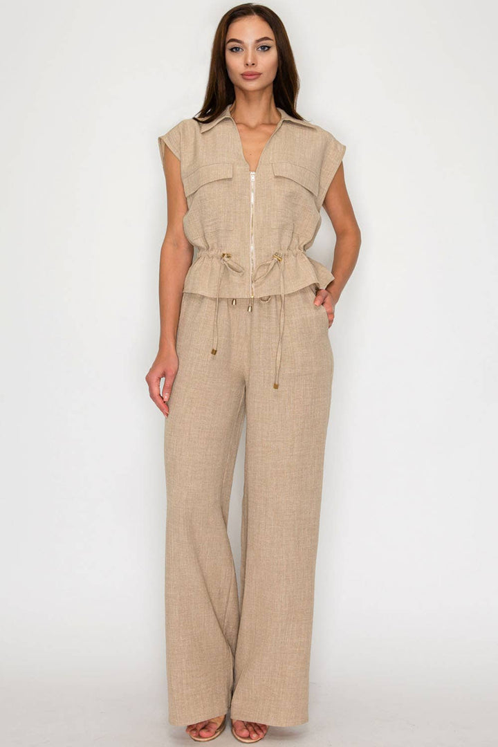 Utility Zip-Front Top & Wide-Leg Set