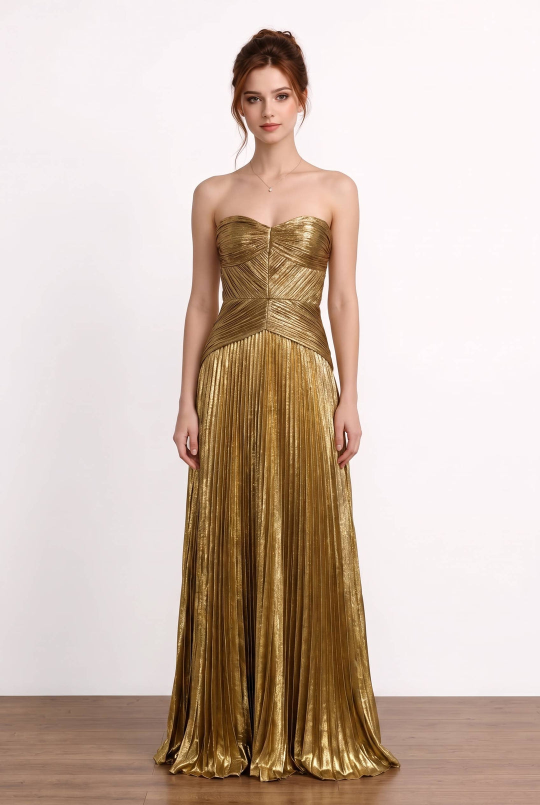 Minuet - 3771-4 Strapless Sweetheart Neckline Pleated Maxi Dress