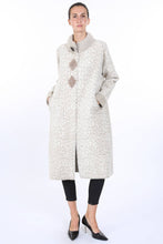 Load image into Gallery viewer, Floral Jacquard Print Embellished Coat-Biege