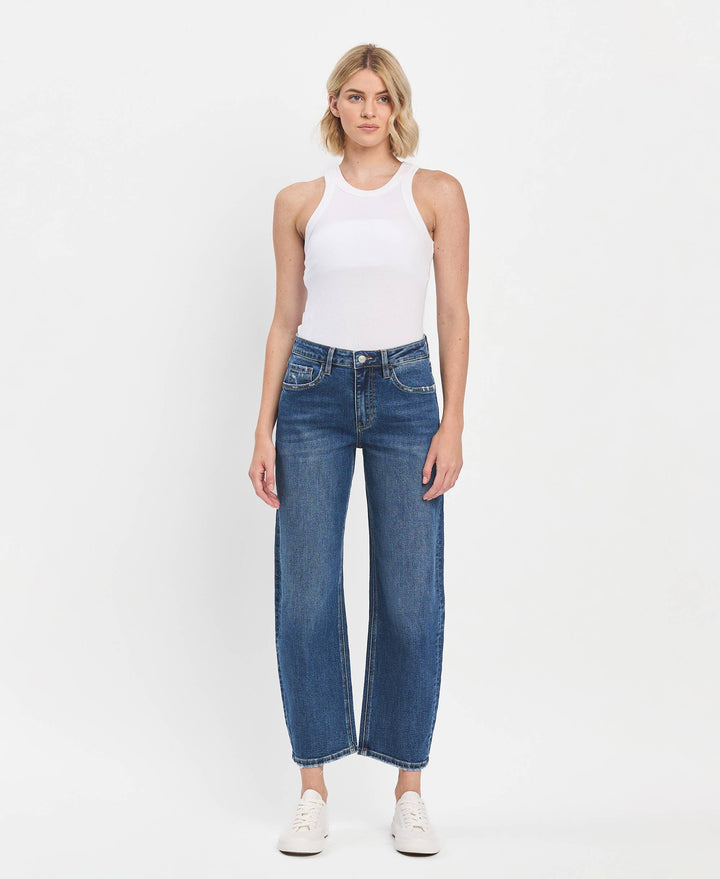 High Rise Ankle Barrel Jeans