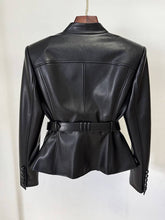 Load image into Gallery viewer, Belted Faux Leather Jacket