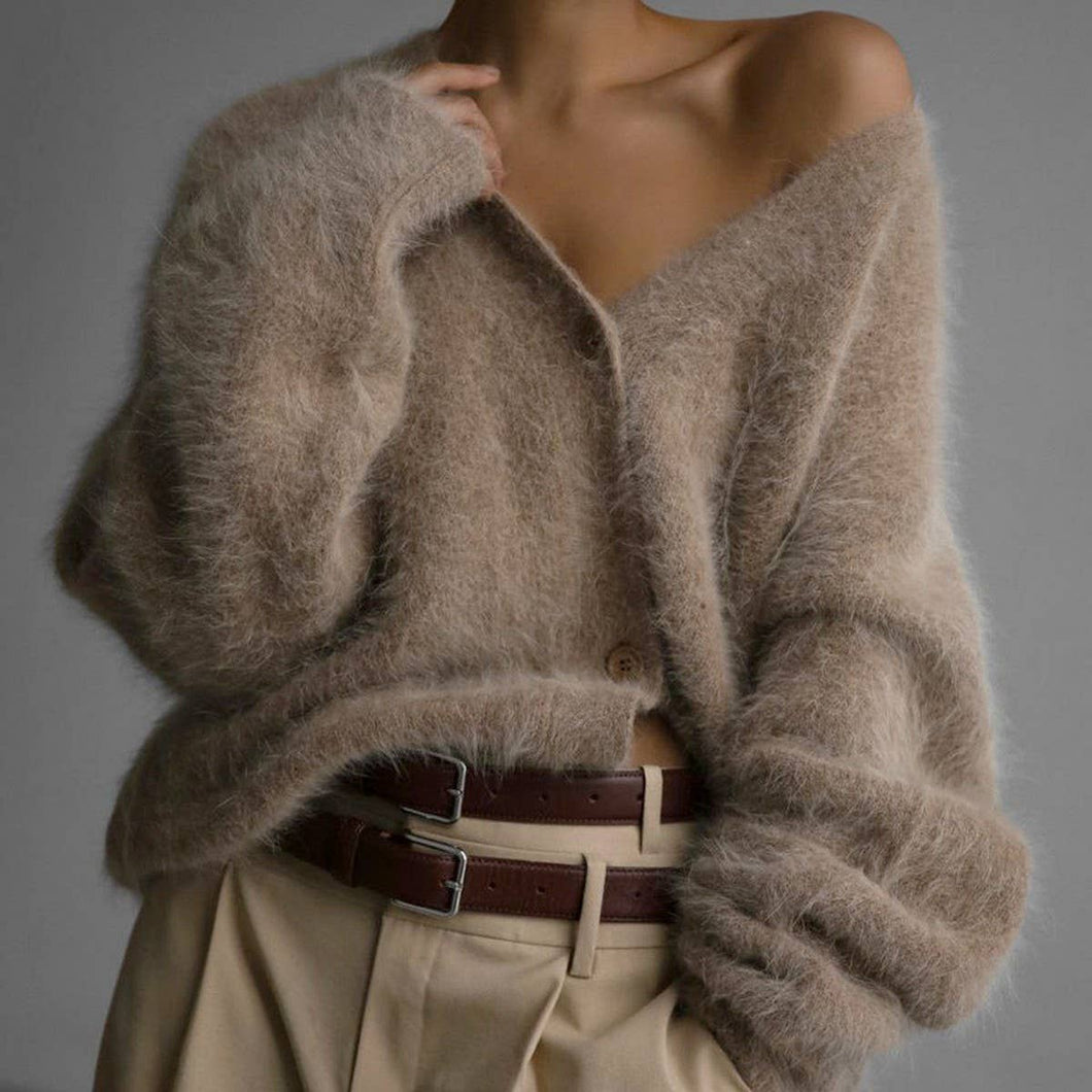 Cozy Faux Mink Cardigan Sweater