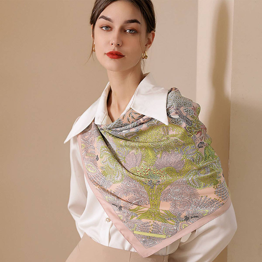 ACCITY - Vintage French Print Scarf – 90cm Silk Feel Square_CWASC0172