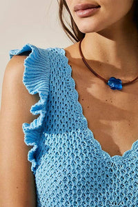 Ruffle Crochet Dress in Blue
