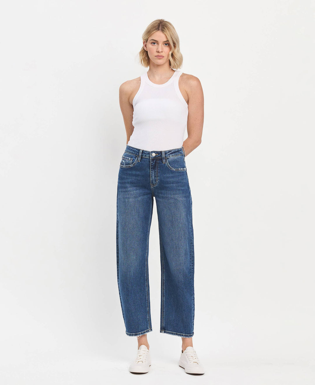 High Rise Ankle Barrel Jeans