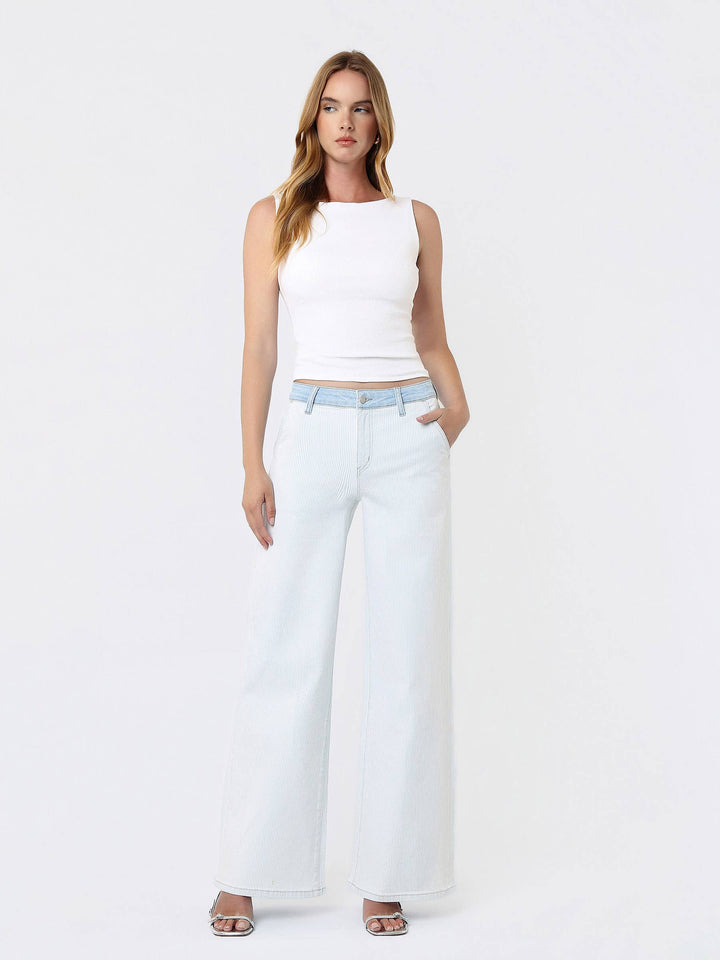 Hi Rise Stripe Denim