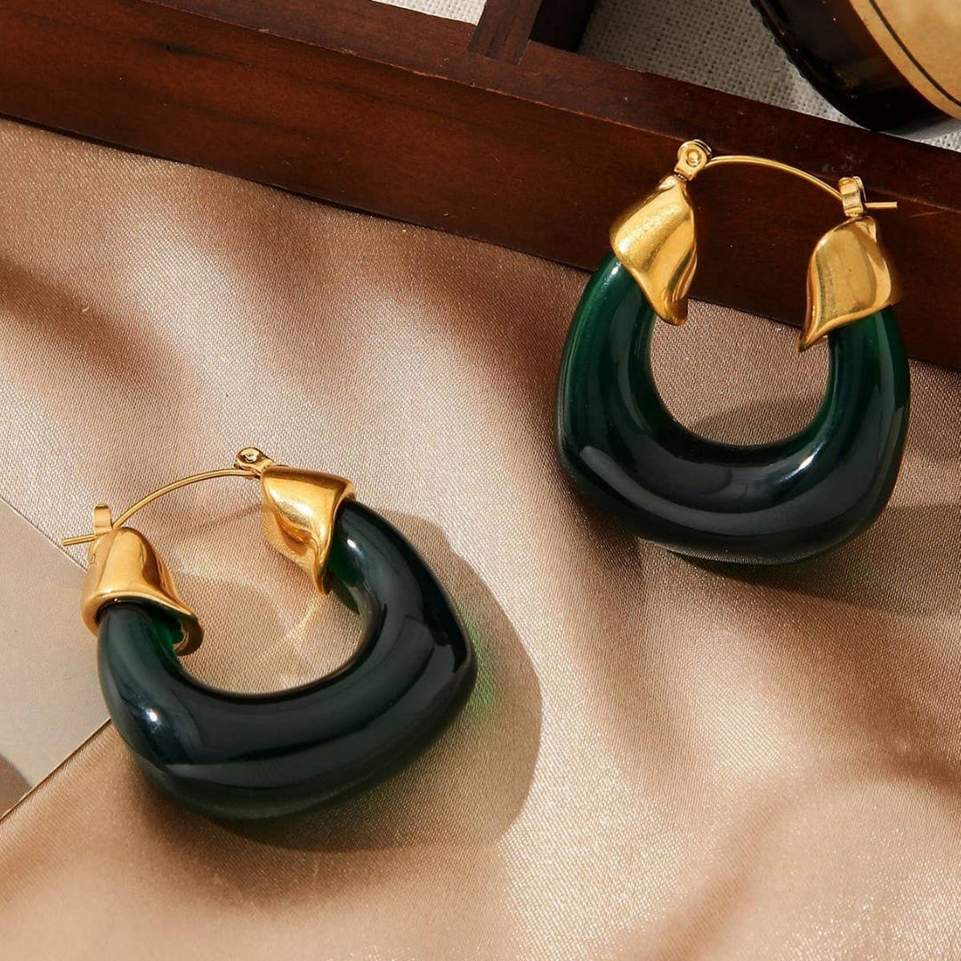 ACCITY - RETRO STYLE STAINLESS STEEL GOLD-PLATED EARRINGS_CWMM3657