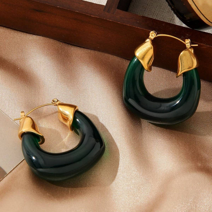 ACCITY - RETRO STYLE STAINLESS STEEL GOLD-PLATED EARRINGS_CWMM3657