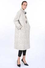 Load image into Gallery viewer, Floral Jacquard Print Embellished Coat-Biege