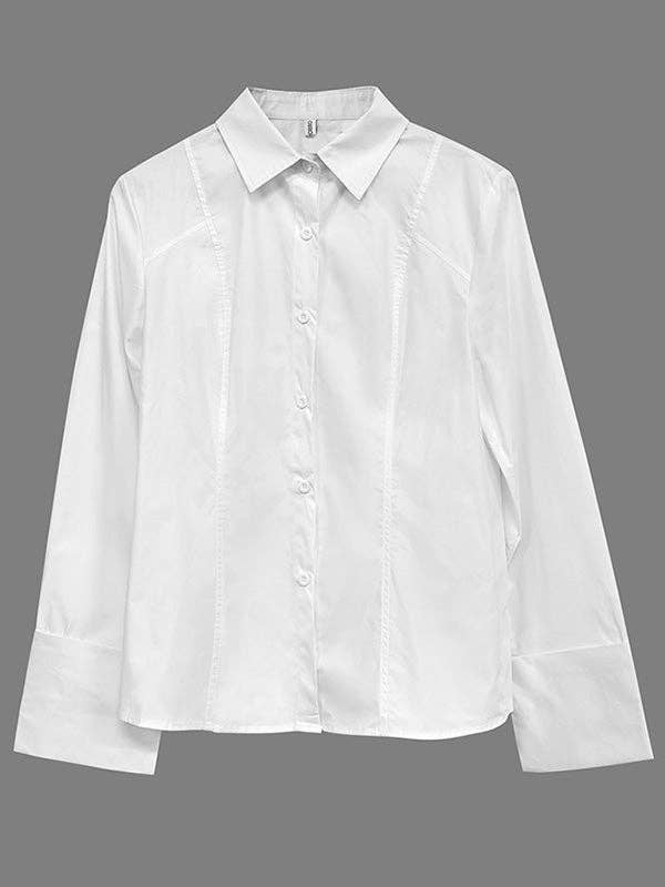 OceanusSwim - Long Sleeves Loose Buttoned Solid Color Lapel Blouses&Shirts Tops