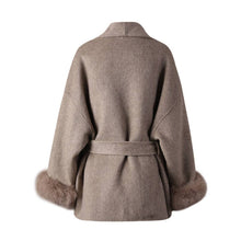 Load image into Gallery viewer, Belted Wool Coat with Faux Fur Cuffs *multiple colors*