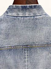 Load image into Gallery viewer, Belted Washed Denim Blazer