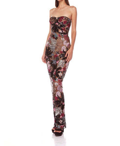 Floral Sequin Embroidered Dress