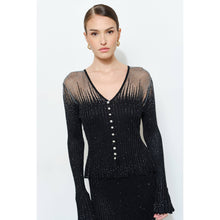 Load image into Gallery viewer, Metallic Lurex Jeweled Button Blouse