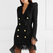 Load image into Gallery viewer, Tweed Fringed Tassel Dress