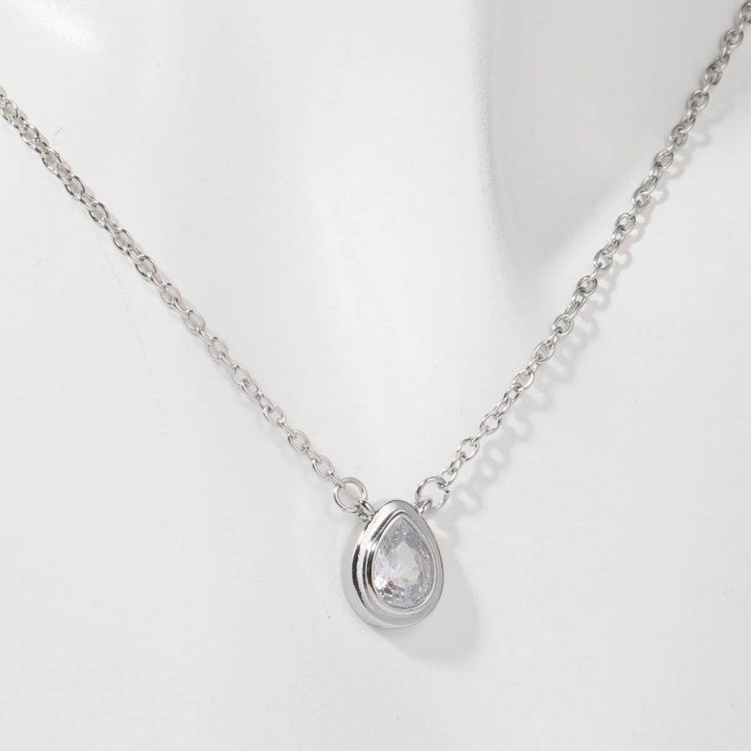 ACCITY - Zirconia Oval Round Pendant Necklace_CWMM5291