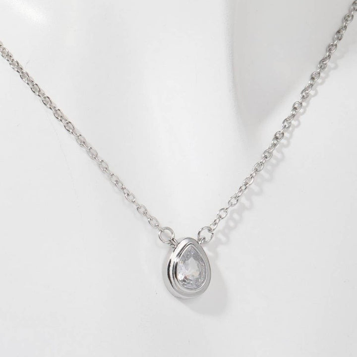 ACCITY - Zirconia Oval Round Pendant Necklace_CWMM5291