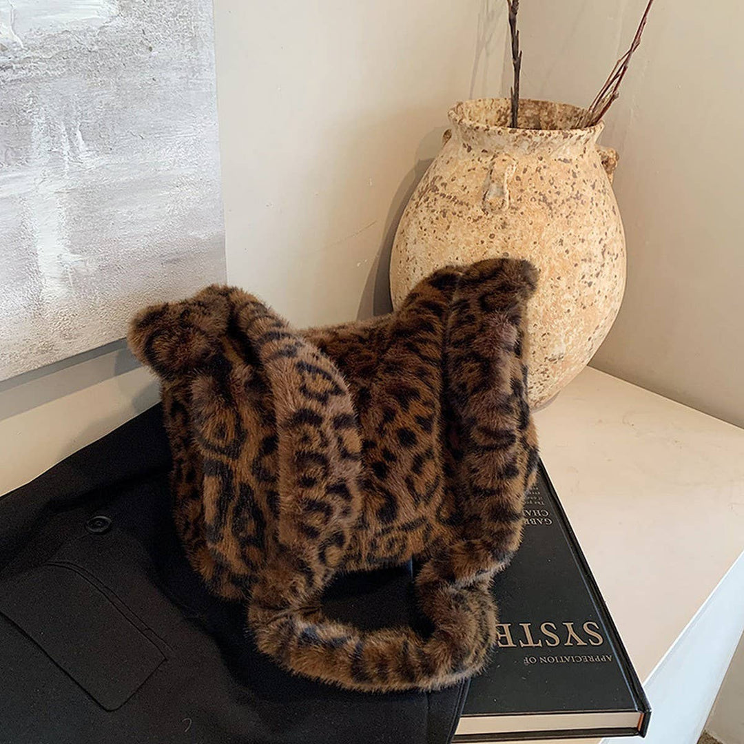 ACCITY - Leopard Faux Fur Tote Bag Women Shoulder Bag_CUAB00550